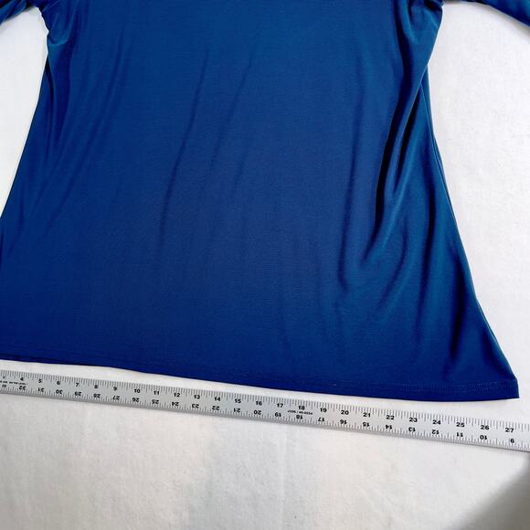 Nanette Lepore Collection Blouse Woman L Blue Zipper Exposed Shoulder 3/4 Sleeve - Picture 6 of 9